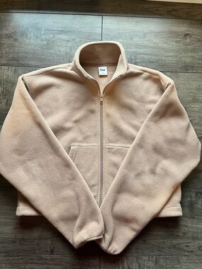 Aritzia Tna Full-Zip polar Fleece Jacket in Light Tan